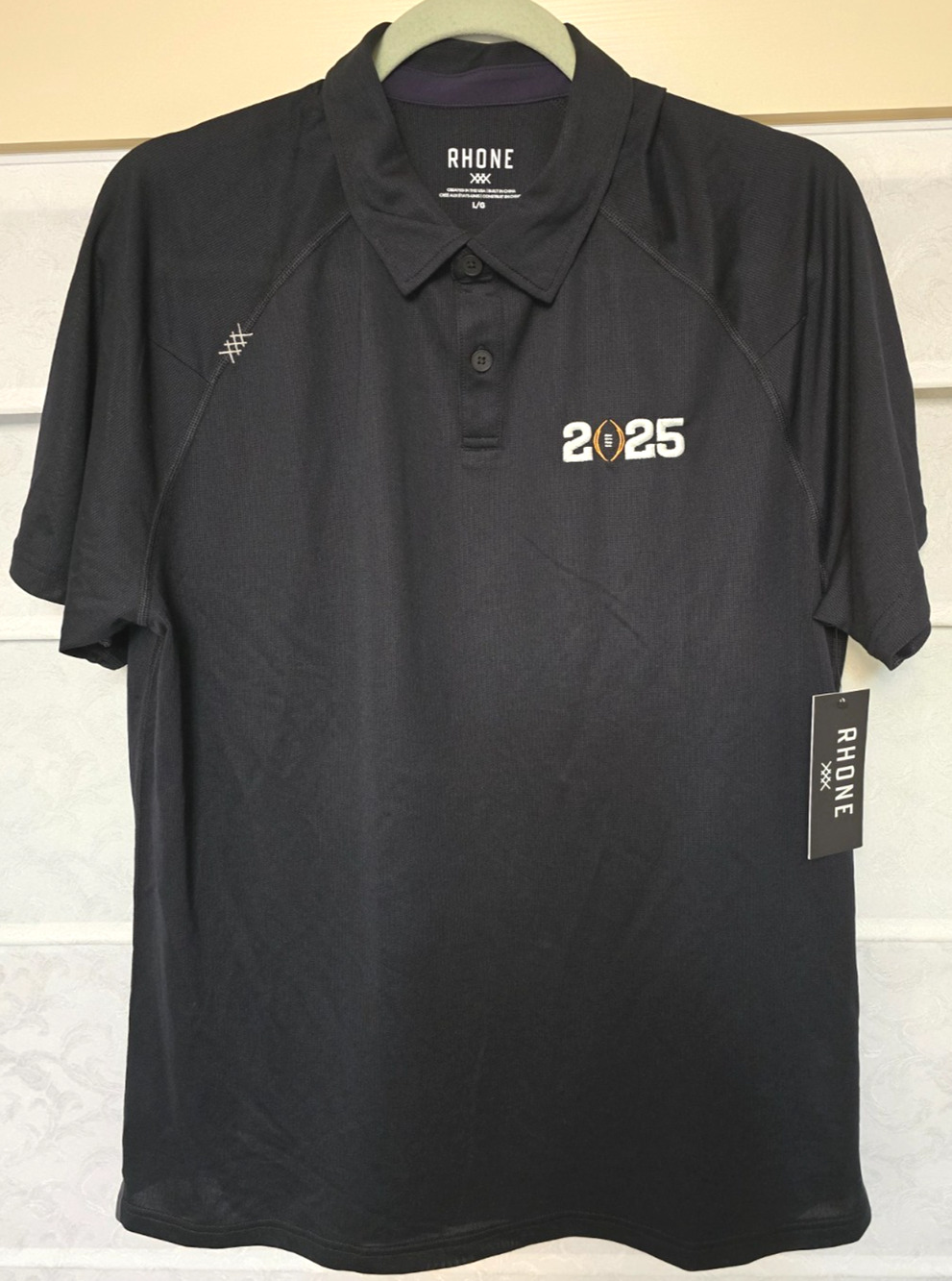 Rhone Delta Pique Polo Mens Large Black 2025 Football Performance Shirt NWT NEW